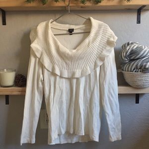 White Rafaella Long Sleeve Woven Sweater